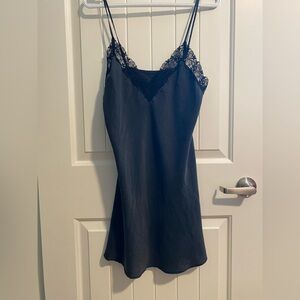 Elegant Black Lace Trim Slip Dress